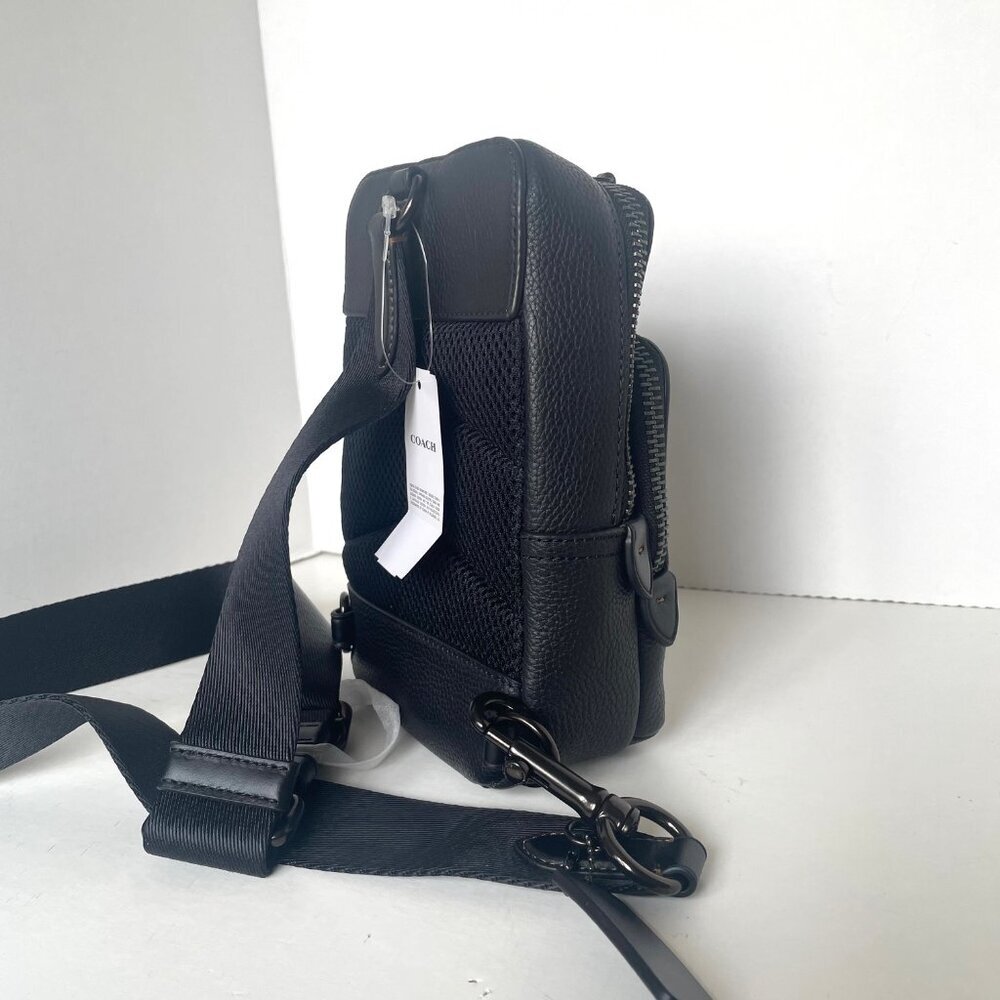 Coach Gotham Sling Pack 13 Black Pebbled Leather CR849 Bag - Picture 6 of 14